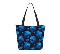 GVYGVY Borsa da viaggio da donna, da lavoro, con stampa di leone con fiamme blu (A), leggera, da spalla, borsa da spiaggia, borsa grande alla moda con cerniera