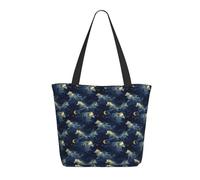 GVYGVY Borsa da viaggio da donna, da lavoro, con stampa di lupo e cielo notturno chiaro di luna, leggera, borsa da infermiera, borsa da spiaggia da donna, alla moda, grande, con cerniera