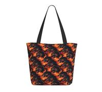 GVYGVY Borsa da viaggio da donna, da lavoro, con stampa di lupo rosso con fiamme rosse, leggera, borsa da spiaggia da donna, alla moda, grande, con cerniera