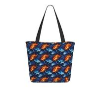 GVYGVY Borsa da viaggio da donna, da lavoro, con stampa di squalo fiamme blu e rosso, leggera, borsa da infermiera, borsa da spiaggia da donna, alla moda, grande, con cerniera