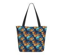 GVYGVY Borsa da viaggio da donna, da lavoro, con stampa di tigre e fiamme, leggera, da donna, borsa da spiaggia, alla moda, grande, con cerniera