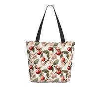 GVYGVY Borsa da viaggio da donna, da lavoro, con stampa floreale rosa e ciliegia, leggera, borsa da infermiera, borsa da spiaggia da donna, alla moda, grande, con cerniera
