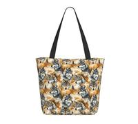 GVYGVY Borsa da viaggio da donna, da lavoro, con stampa testa di lupo nel bosco, leggera, borsa da infermiera, borsa da spiaggia da donna, alla moda, grande, con cerniera