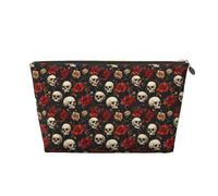 GVYGVY Borsa da viaggio in pelle stampata con teschio rosa rossa per uomo e donna, borsa da viaggio con chiusura lampo