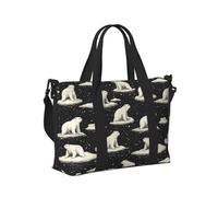 GVYGVY Borsa da viaggio per computer portatile da donna - Orso bianco al Polo Nord stampato nero - Borsa da viaggio da donna da uomo borsa da viaggio a tracolla da uomo