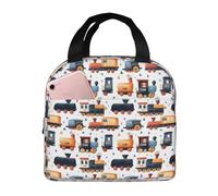 GVYGVY Borsa termica per il pranzo per donne e uomini, con stampa colorata con treno dei cartoni animati, piccola borsa termica per donne, adulti, borsa termica per lavoro, palestra, viaggi, con tasca