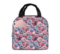 GVYGVY Borsa termica per il pranzo per donne e uomini, con stampa di ciambelle e torte, piccola borsa termica per il pranzo, per lavoro, palestra, viaggi, con tasca frontale da 20,3 x 12,7 cm