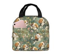 GVYGVY Borsa termica per il pranzo per donne e uomini, con stampa di cuccioli di Beagle, borsa termica per il pranzo, per donne, adulti, borsa termica per lavoro, palestra, viaggi, con tasca frontale