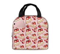 GVYGVY Borsa termica per il pranzo per donne e uomini, con stampa di torte di fragole, piccola borsa termica per donne, adulti, borsa termica per lavoro, palestra, viaggi, con tasca frontale da 20,3 x