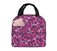 GVYGVY Borsa termica per il pranzo per donne e uomini, con stampa leopardata rossa e rosa, piccola borsa termica da donna, borsa termica per lavoro, palestra, viaggi, con tasca frontale da 20,3 x 12,7