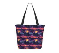 GVYGVY Borsa tote da viaggio da donna, da lavoro, con stampa Cyber Sunset Western Cowboy, leggera, borsa da infermiera, borsa da spiaggia da donna, alla moda, grande, con cerniera