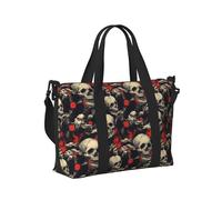 GVYGVY Borsa tote per computer portatile da donna, da lavoro, con stampa classica di teschi e dischi durante la notte, borsa da viaggio, borsa da palestra da uomo, borsa da viaggio a tracolla per uomo