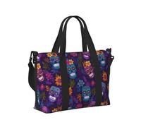 GVYGVY Borsa tote per computer portatile da donna, da lavoro, con stampa di teschi e fiori tropicali, borsa da viaggio per donne, borsa da viaggio, borsa da palestra da uomo, borsa da viaggio a