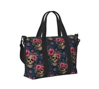 GVYGVY Borsa tote per computer portatile da donna, da lavoro, con stampa hawaiana con teschio rosa con fiori e teschi, borse da viaggio per donne, viaggi, palestra, borsa da uomo, borsa da viaggio a