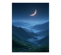 GVYGVY Diamond Art Kit per adulti - paesaggio notturno con montagna nebbiosa al chiaro di luna, kit fai da te senza cornice per adulti principianti, 30,5 x 40,6 cm, kit per pittura con diamanti per la