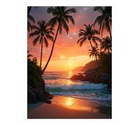 GVYGVY Diamond Art Kit per adulti - Tramonto Spiaggia Tropicale Paradiso Tropicale fai da te senza cornice, kit di pittura artistica con diamante decorazione da parete per la casa