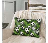 GVYGVY Federa per cuscino in seta per capelli e pelle, motivo palla da calcio, con stampa di erba verde, 50 x 76 cm, morbida e confortevole federa in raso con cerniera, per donne e uomini