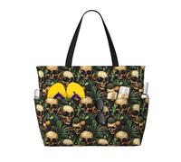 GVYGVY Grande borsa da spiaggia da donna, a prova di sabbia, con cactus e occhi grandi, stampa teschio, estiva, viaggi, lavoro, con cerniera