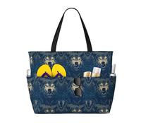 GVYGVY Grande borsa da spiaggia da donna a prova di sabbia, con lupo e occhi azzurri, stampa estiva, viaggi, lavoro, borsa tote con cerniera