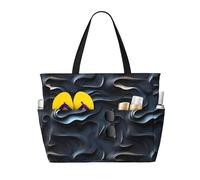 GVYGVY Grande borsa da spiaggia da donna, a prova di sabbia, con stampa astratta argentata, estiva, da viaggio, lavoro, con cerniera