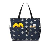 GVYGVY Grande borsa da spiaggia da donna a prova di sabbia, con stampa di ancora, estive, viaggi, lavoro, con cerniera