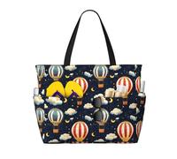 GVYGVY Grande borsa da spiaggia da donna, a prova di sabbia, con stampa di cielo stellato, mongolfiera, estiva, viaggi, lavoro, con cerniera