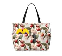 GVYGVY Grande borsa da spiaggia da donna a prova di sabbia, con stampa di fiori rosa, stampa ciliegia, estiva, viaggi, lavoro, borse tote con cerniera