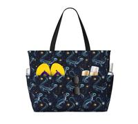 GVYGVY Grande borsa da spiaggia da donna a prova di sabbia, con stampa di lucertola cielo stellato, estiva, viaggi, lavoro, con cerniera