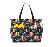 GVYGVY Grande borsa da spiaggia da donna, a prova di sabbia, con stampa di mongolfiere, cielo stellato, stampa estiva, viaggi, lavoro, con cerniera