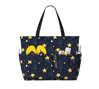 GVYGVY Grande borsa da spiaggia da donna, a prova di sabbia, con stampa di stelle nel cielo notturno, estive, viaggi, lavoro, con cerniera