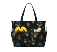 GVYGVY Grande borsa da spiaggia da donna a prova di sabbia, con stampa di testa di lupo, estiva, viaggi, lavoro, con cerniera