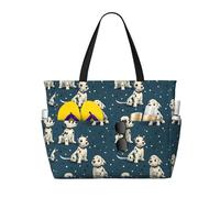 GVYGVY Grande borsa da spiaggia da donna a prova di sabbia, con stampa di un cane a pois, estiva, da viaggio, da lavoro, con cerniera