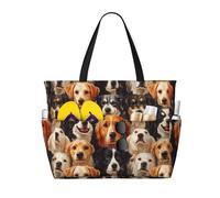 GVYGVY Grande borsa da spiaggia da donna a prova di sabbia, con stampa di un cane, estiva, da viaggio, da lavoro, con cerniera