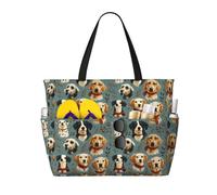 GVYGVY Grande borsa da spiaggia da donna a prova di sabbia, con stampa di un simpatico cucciolo con stampa estiva, da viaggio, da lavoro, con cerniera