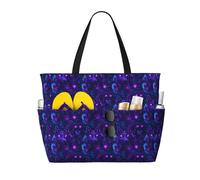 GVYGVY Grande borsa da spiaggia da donna a prova di sabbia, con stampa lupo viola fluo, estiva, viaggi, lavoro, borsa tote con cerniera