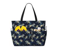 GVYGVY Grande borsa da spiaggia da donna a prova di sabbia, fantasia con cielo stellato, lupo, stampa estiva, viaggi, lavoro, borsa tote con cerniera