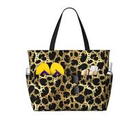 GVYGVY Grande borsa da spiaggia da donna a prova di sabbia, motivo astratto oro nero stampa estate viaggio lavoro tote bag con cerniera