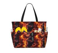 GVYGVY Grande borsa da spiaggia da donna a prova di sabbia, motivo con fiamme rosse, stampa estiva, viaggi, lavoro, borse tote con cerniera
