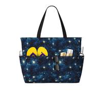GVYGVY Grande borsa da spiaggia da donna a prova di sabbia, stampa cielo notturno stelle estate viaggio lavoro tote bag con cerniera