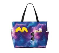 GVYGVY Grande borsa da spiaggia da donna a prova di sabbia, stampa nuvole viola e blu, borsa tote con cerniera