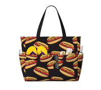 GVYGVY Grande borsa da spiaggia da donna, resistente alla sabbia, con stampa a sandwich, per l'estate, per viaggi, lavoro, con cerniera