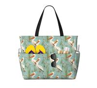 GVYGVY Grande borsa da spiaggia da donna, resistente alla sabbia, con stampa di gabbiano sul fiume, estive, viaggi, lavoro, con cerniera