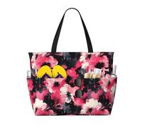 GVYGVY Grande borsa da spiaggia da donna, resistente alla sabbia, motivo floreale con inchiostro, stampa estiva, viaggi, lavoro, borse tote con cerniera