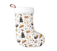GVYGVY Grandi calze di Natale, 45,7 cm, con polsino morbido, stampa di torte al caffè, gelato, calze di famiglia, decorazioni natalizie in peluche per albero di Natale, vacanze, camino, decorazione