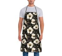 GVYGVY Grembiuli da chef per uomini e donne, con stampa di colibrì e giglio nero e oro, resistenti all'olio, per cucinare o grigliare la cucina