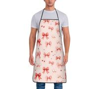 GVYGVY Grembiuli da chef per uomini e donne, con stampa rosa con papillon e cuore, resistenti all'olio, per cucinare o grigliare la cucina