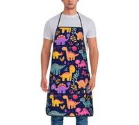 GVYGVY Grembiuli da chef per uomini e donne - Simpatico dinosauro stampato colorato resistente all'olio grembiuli per cucinare o grigliare cucina