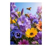 GVYGVY Kit per pittura con diamanti per adulti, con fiori colorati con api, fai da te, senza cornice, per adulti e principianti, 30,5 x 40,6 cm, kit per la decorazione delle pareti della casa