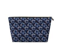 GVYGVY Piccola trousse da viaggio organizer - blu navy fiori una stampa borsa da viaggio in pelle per donne e uomini, organizer per borsa con cerniera