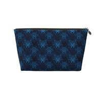GVYGVY Piccola trousse da viaggio organizer - Cool Blue Wolf Head Print Leather Travel Toiletry Bag per donne e uomini, organizer per borsa con cerniera